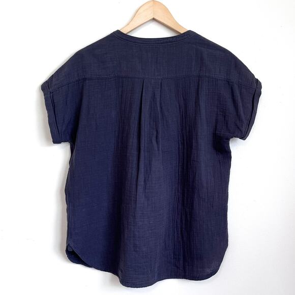 Faherty Dream Cotton Gauze Desmond Blouse Women Shirt Small Gray Organic Cotton - Picture 3 of 8